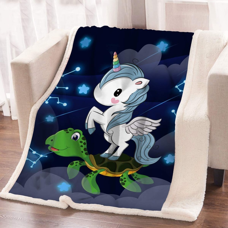 Unicorn And Sea Turtle CLA1710012F Sherpa Fleece Blanket