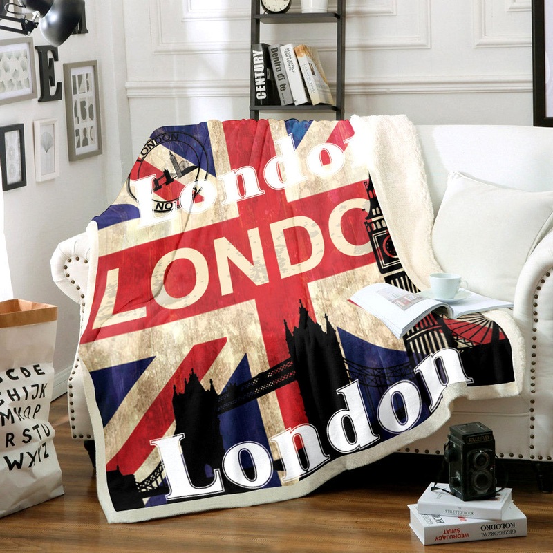 Union Jack London CG1811214TT Sherpa Fleece Blanket
