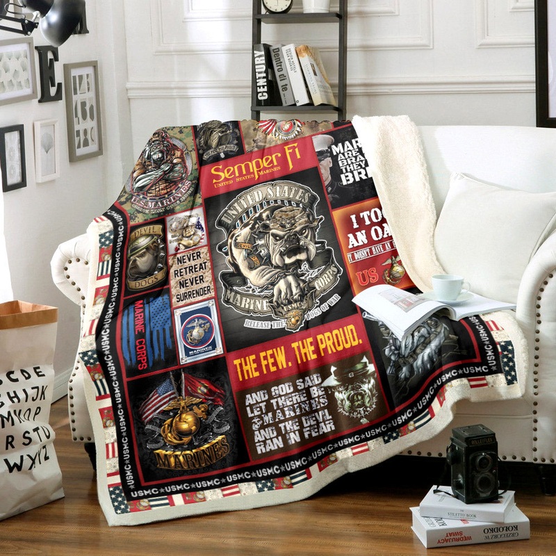 United States Marines Dog TL2211159TT Sherpa Fleece Blanket