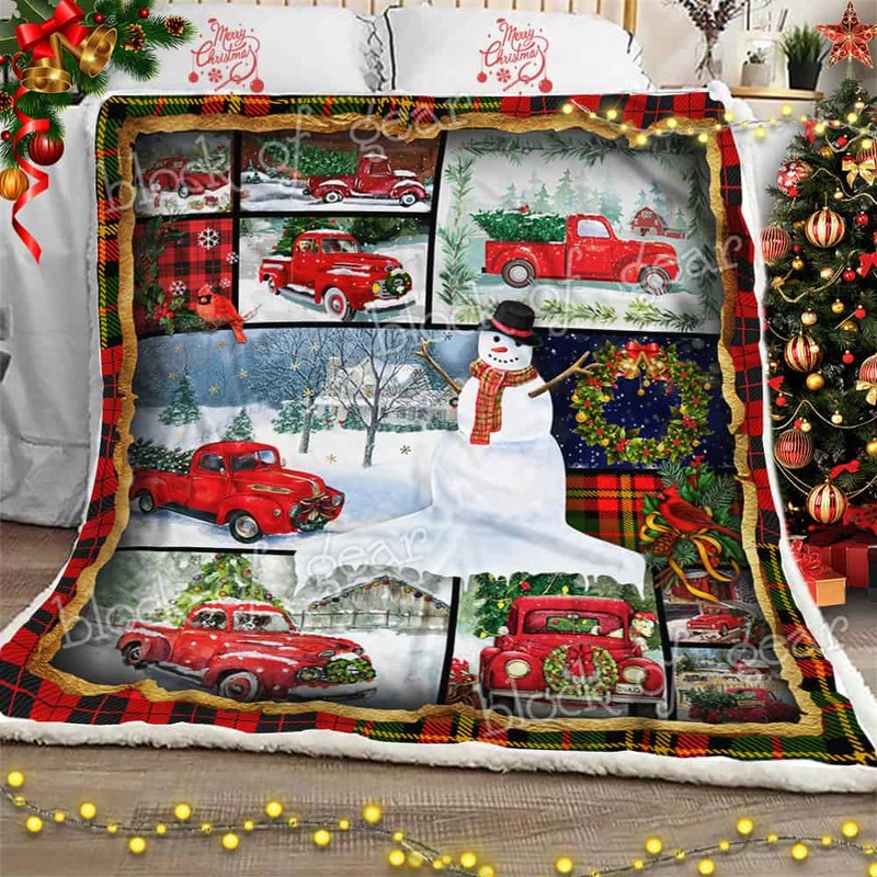 Vintage Red Truck CL11100216MDF Sherpa Fleece Blanket
