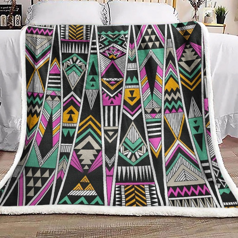 Vintage Tribal Aztec CL19100418MDF Sherpa Fleece Blanket