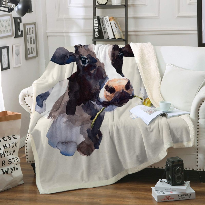 Watercolor Cow CLA1110012F Sherpa Fleece Blanket