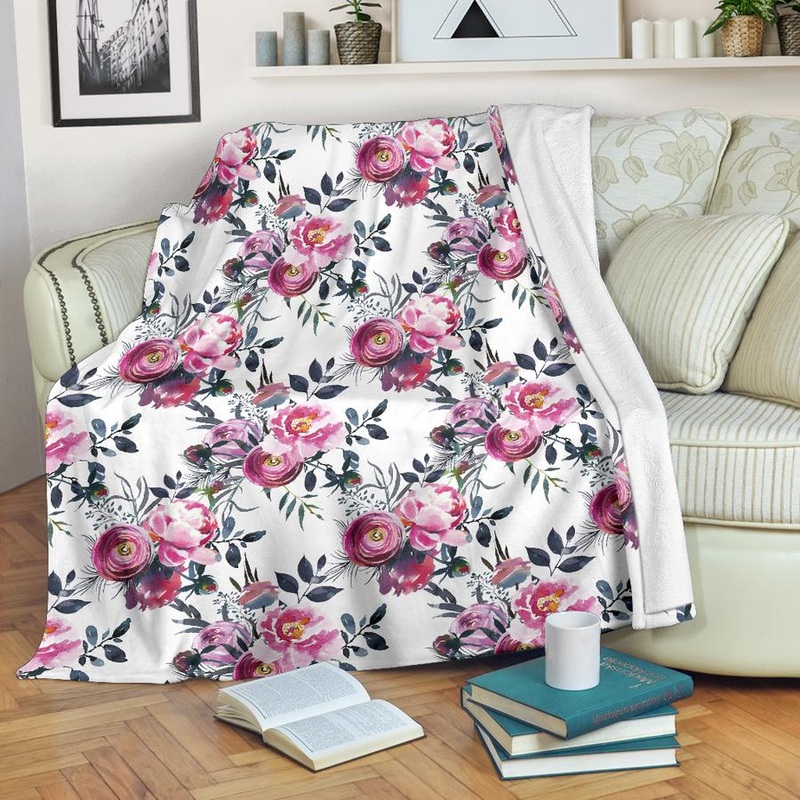 Watercolor Floral CLH0211448F Sherpa Fleece Blanket