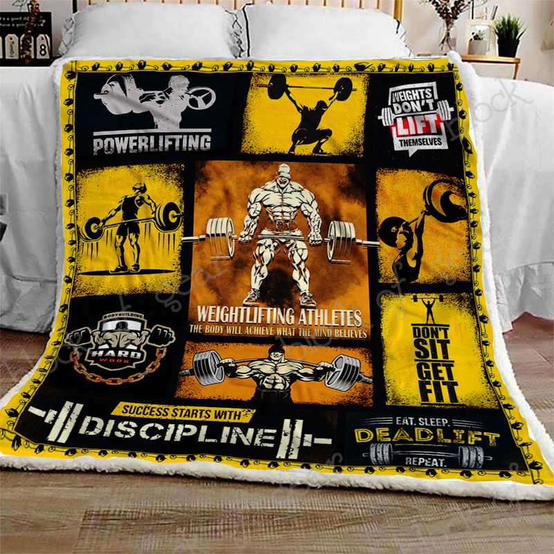 Weightlifting Athletes CL301355MDF Sherpa Fleece Blanket