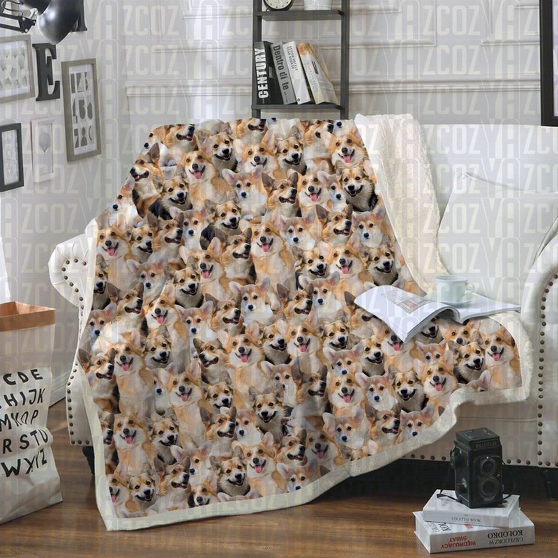 Welsh Corgi CL21110907MDF Sherpa Fleece Blanket