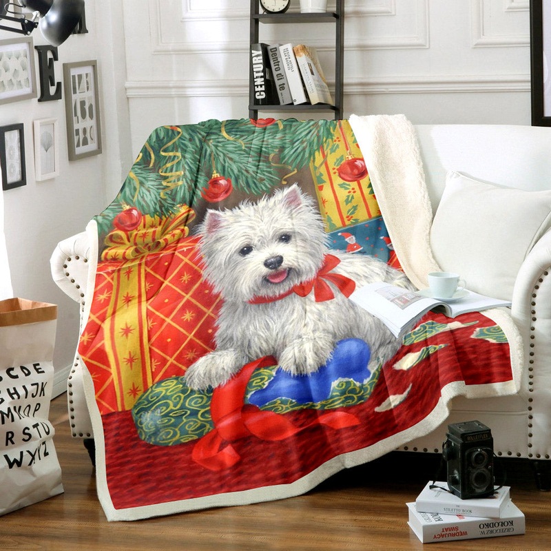 West Highland White Terrier Christmas HM1409121TT Sherpa Fleece Blanket