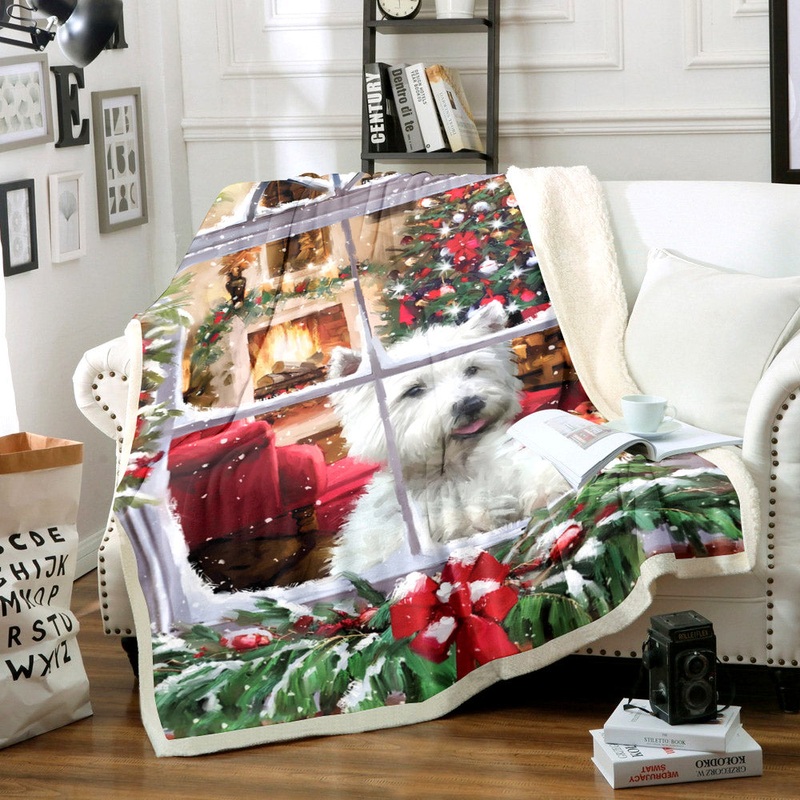 West Highland White Terrier Christmas NN2910063TT Sherpa Fleece Blanket