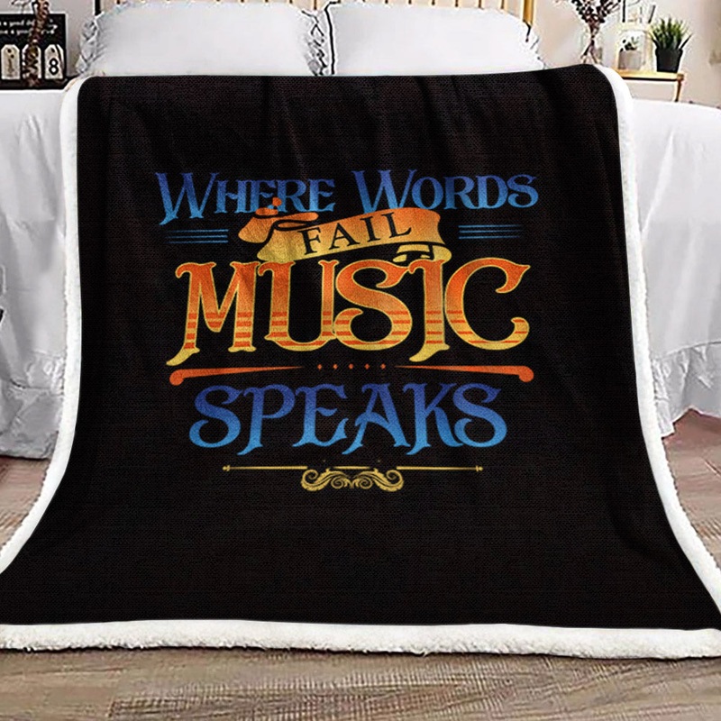 Where Words Fail Music Speaks CL19100422MDF Sherpa Fleece Blanket