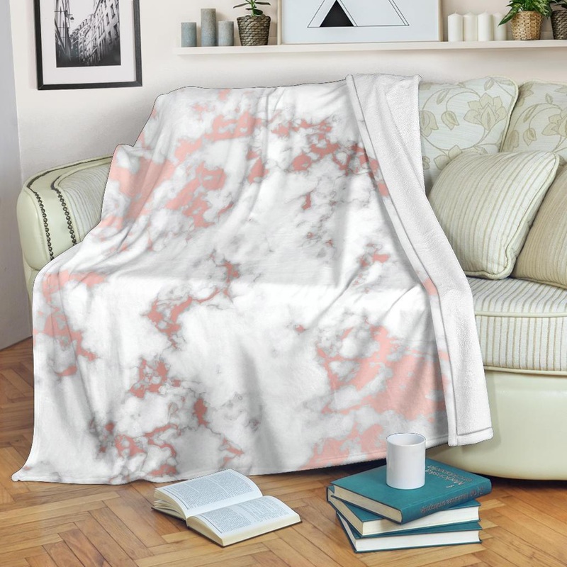 White Rose Gold Marble CL16100719MDF Sherpa Fleece Blanket