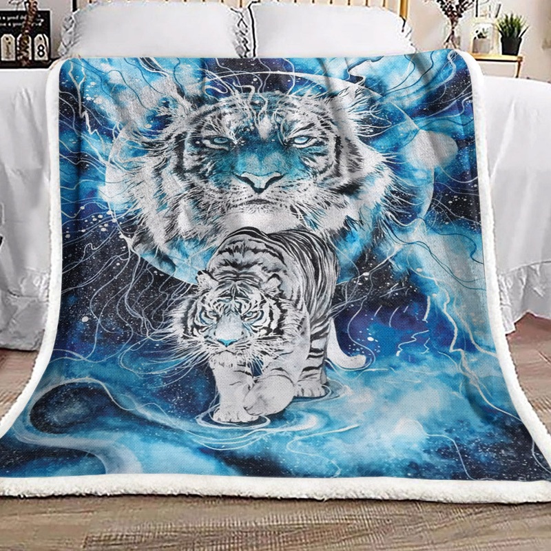 White Tiger DD0111314F Sherpa Fleece Blanket