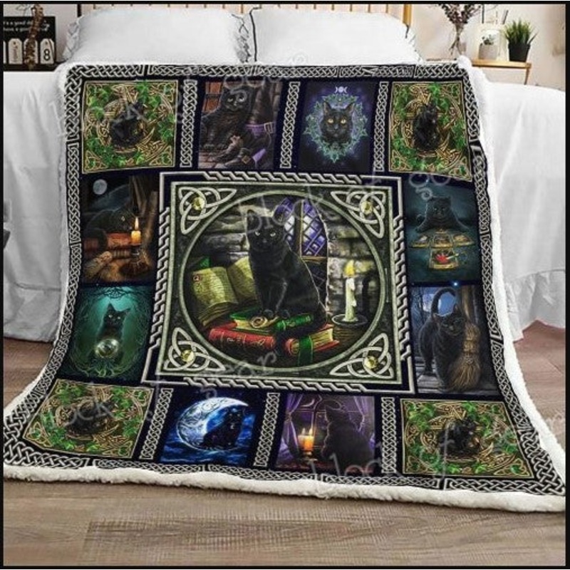Wiccan Black Cat CLA29112050F Sherpa FLeece Blanket