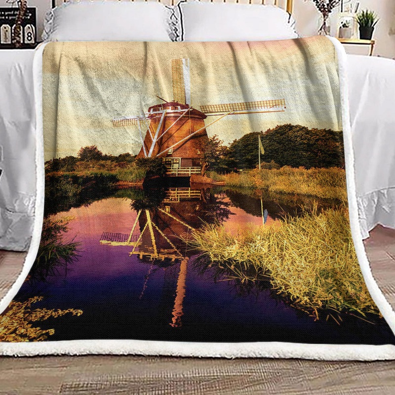 Windmill Farm Lake BT1010338F Sherpa Fleece Blanket
