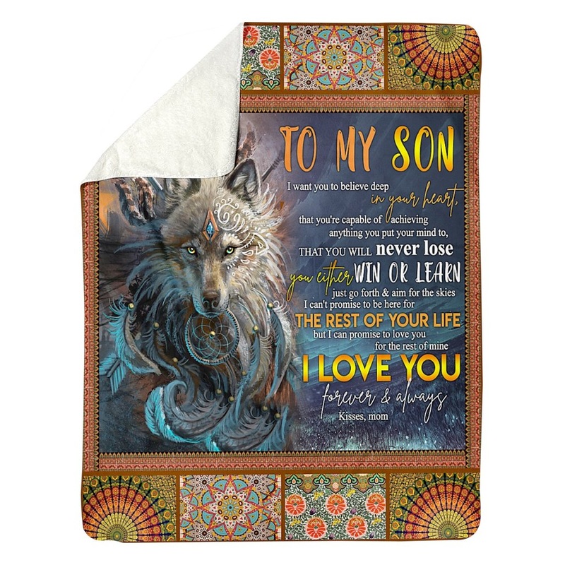 Wolf Mom To Son CLM1712478S Sherpa Fleece Blanket