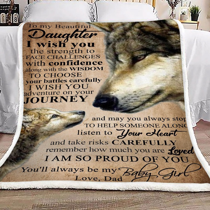 Wolf To My Beautiful Daughter From Dad CL16110719MDF Sherpa Fleece Blanket