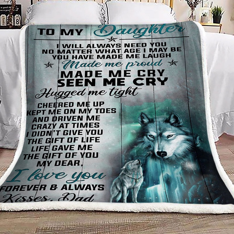 Wolf To My Daughter Kisses Dad CL16110725MDF Sherpa Fleece Blanket