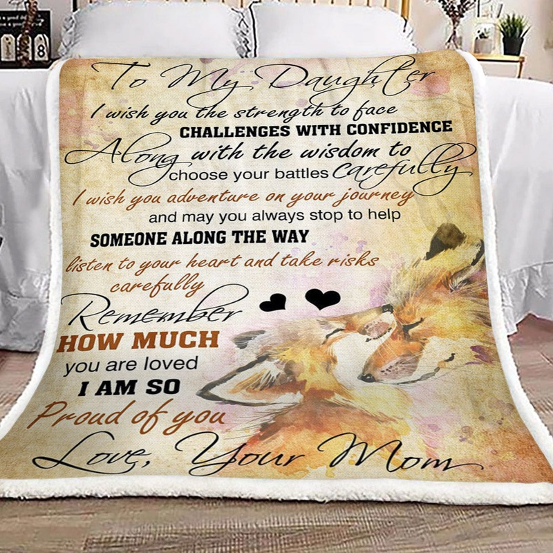 Wolf To My Daughter Love Mom CL16110729MDF Sherpa Fleece Blanket