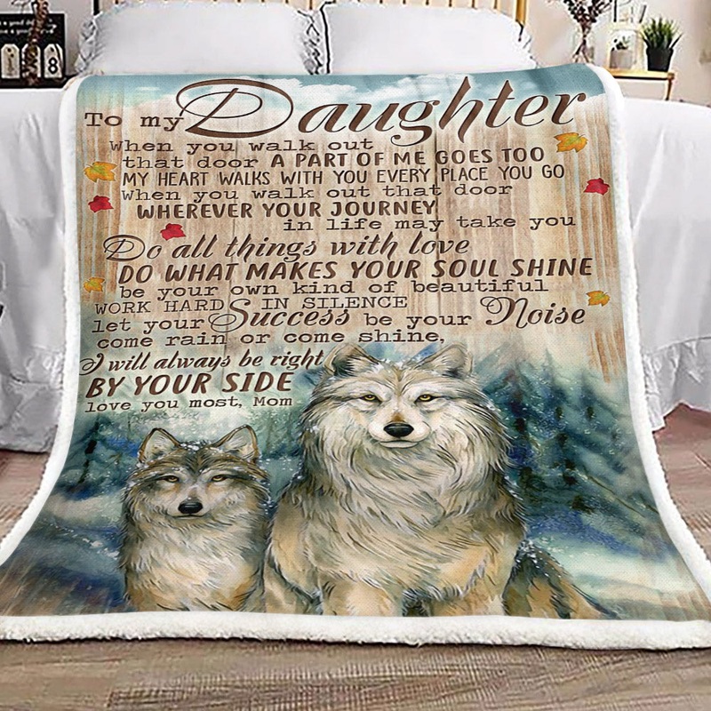 Wolf To My Daughter Mom CL16110730MDF Sherpa Fleece Blanket