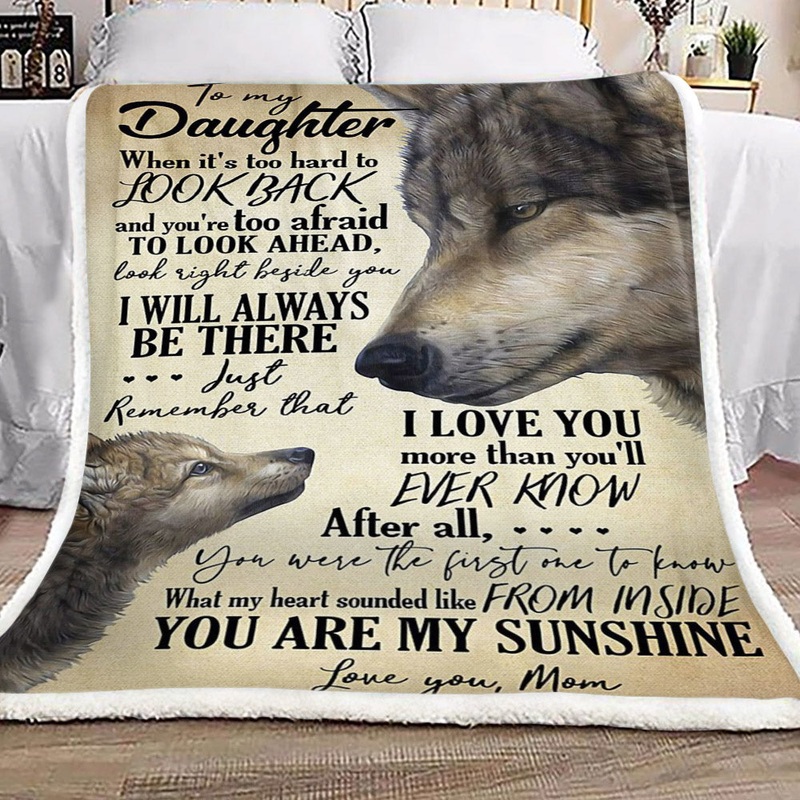 Wolf To My Daughter Mom CL16110731MDF Sherpa Fleece Blanket