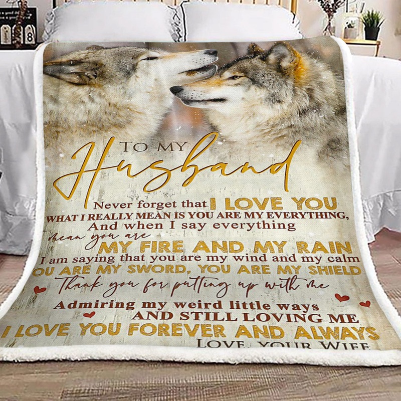 Wolf To My Husband CL16110738MDF Sherpa Fleece Blanket