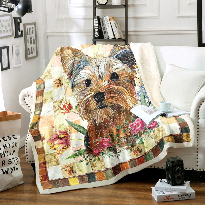 Yorkshire Terrier Dog HM1511103TT Sherpa Fleece Blanket