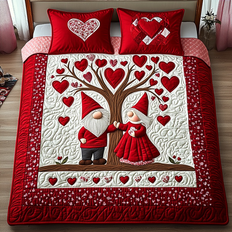 Valentine Gnome DAI241224187 Quilt Bedding Set