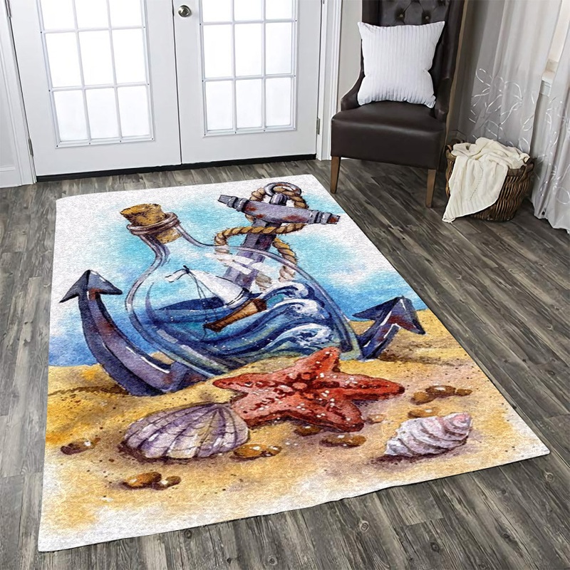 Nautical Anchor Starfish Sailboat On The Beach HT1910181M Rug