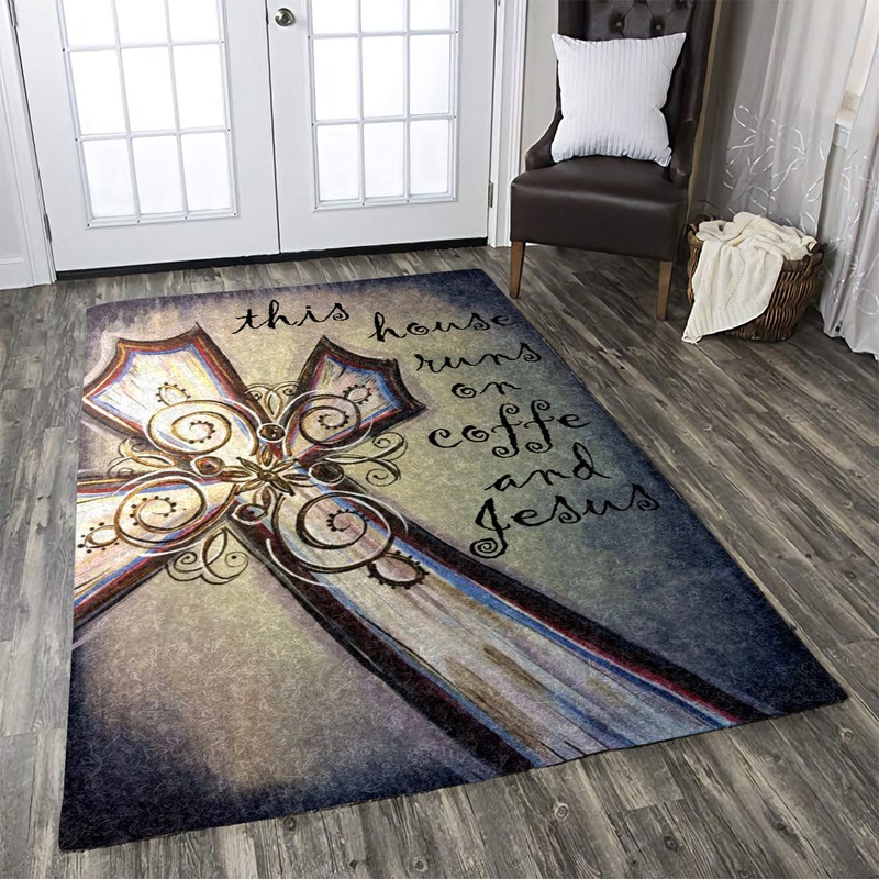 This House Runs On Coffee And Jesus CLA1410003R Rug