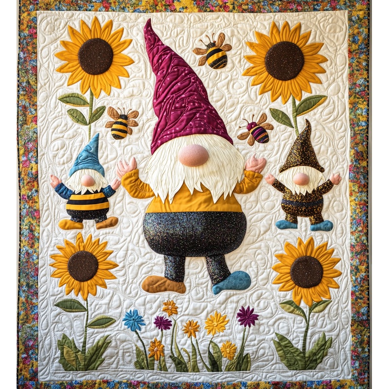 Bee Gnome DAI241224490 Quilt Blanket