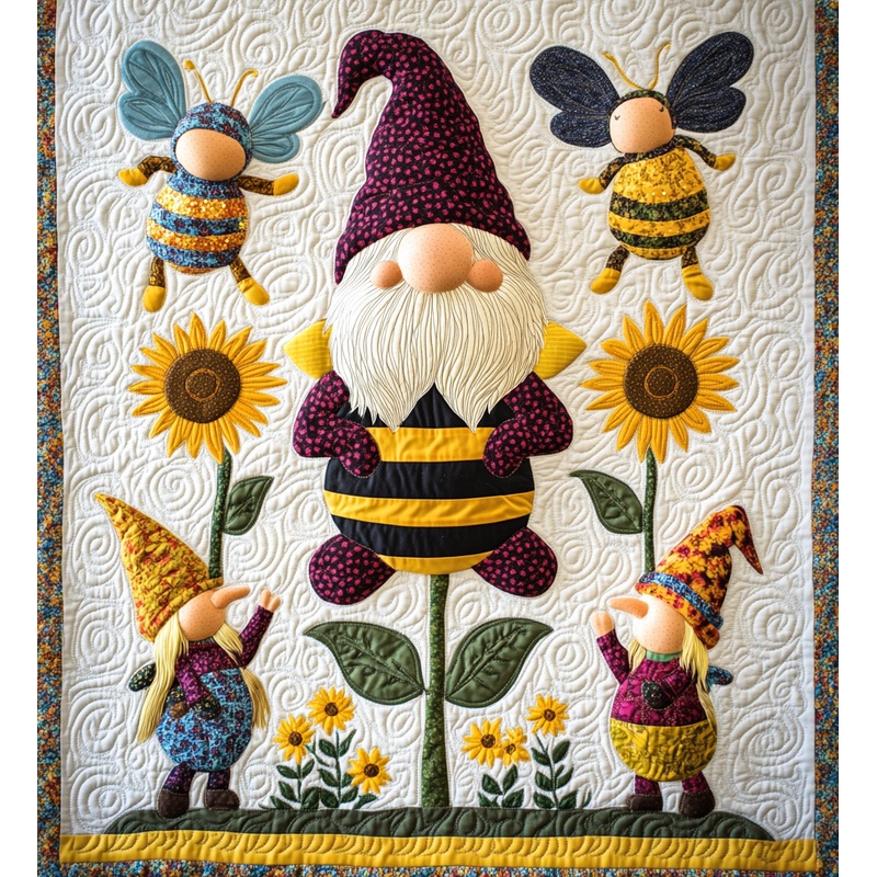 Bee Gnome DAI241224491 Quilt Blanket