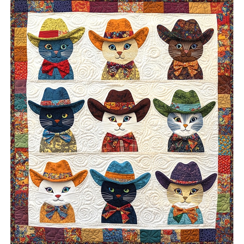 Cowboy Cat DAI241224364 Quilt Blanket