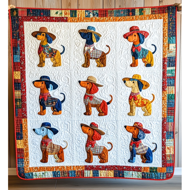 Cowboy Dachshund DAI241224391 Quilt Blanket