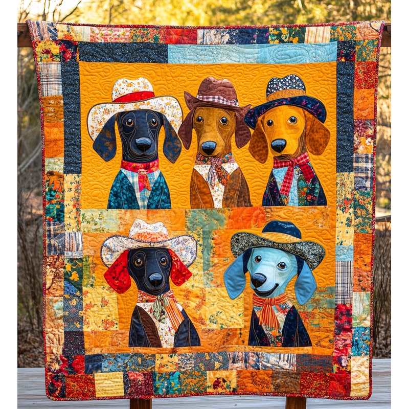 Cowboy Dachshund DAI241224393 Quilt Blanket