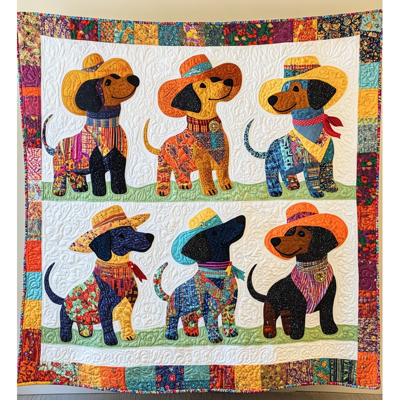 Cowboy Dachshund DAI241224394 Quilt Blanket