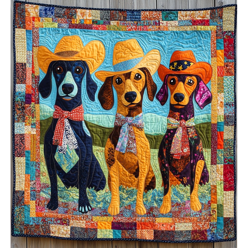 Cowboy Dachshund DAI241224395 Quilt Blanket
