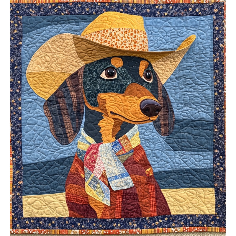 Cowboy Dachshund DAI241224396 Quilt Blanket
