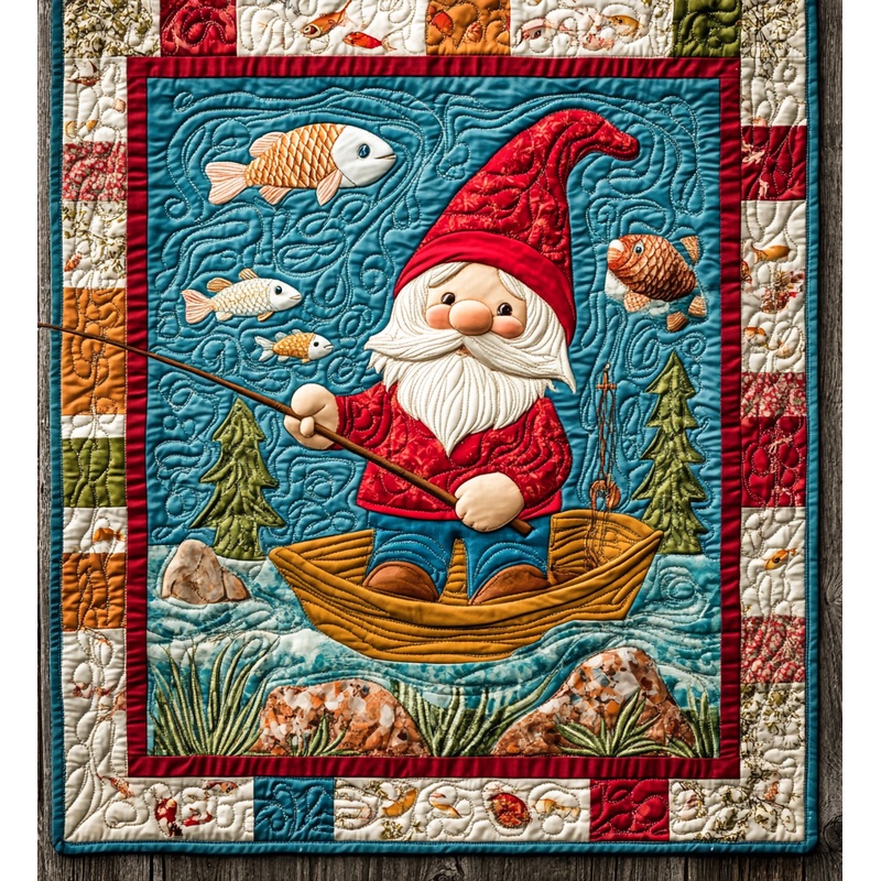 Fishing Gnome DAI241224502 Quilt Blanket