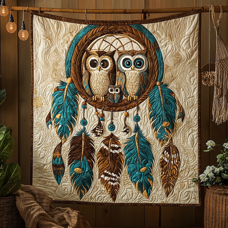 Owl Dreamcatcher DAI241224426 Quilt Blanket
