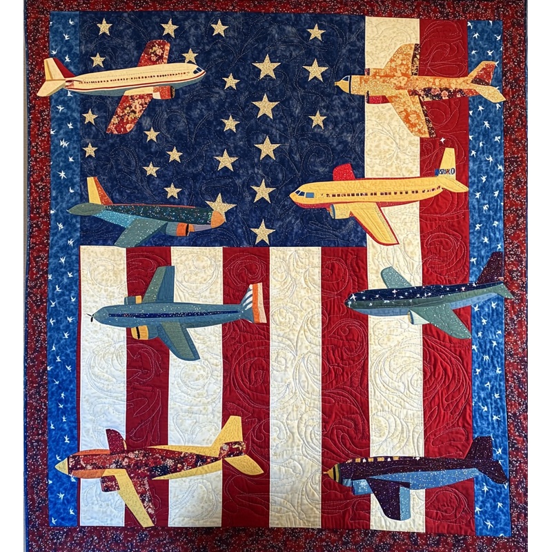 Patriotic Airplane DAI241224509 Quilt Blanket