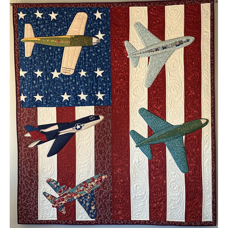 Patriotic Airplane DAI241224510 Quilt Blanket