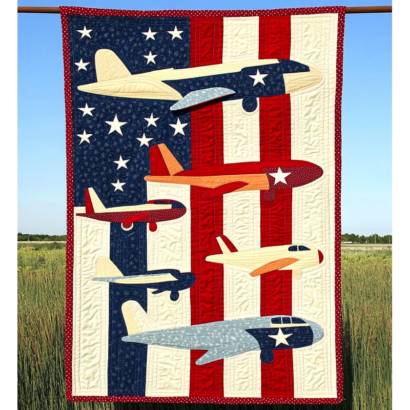 Patriotic Airplane DAI241224513 Quilt Blanket