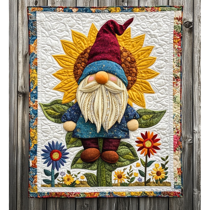 Sunflower Gnome DAI241224478 Quilt Blanket