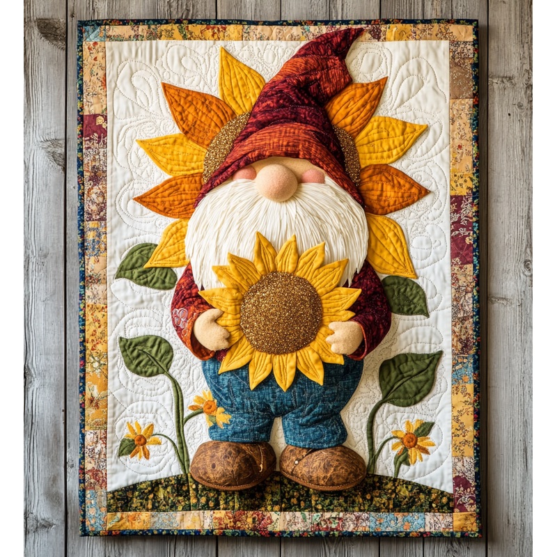 Sunflower Gnome DAI241224479 Quilt Blanket