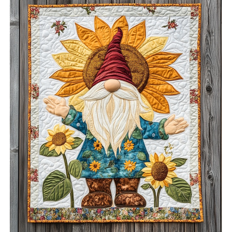 Sunflower Gnome DAI241224480 Quilt Blanket