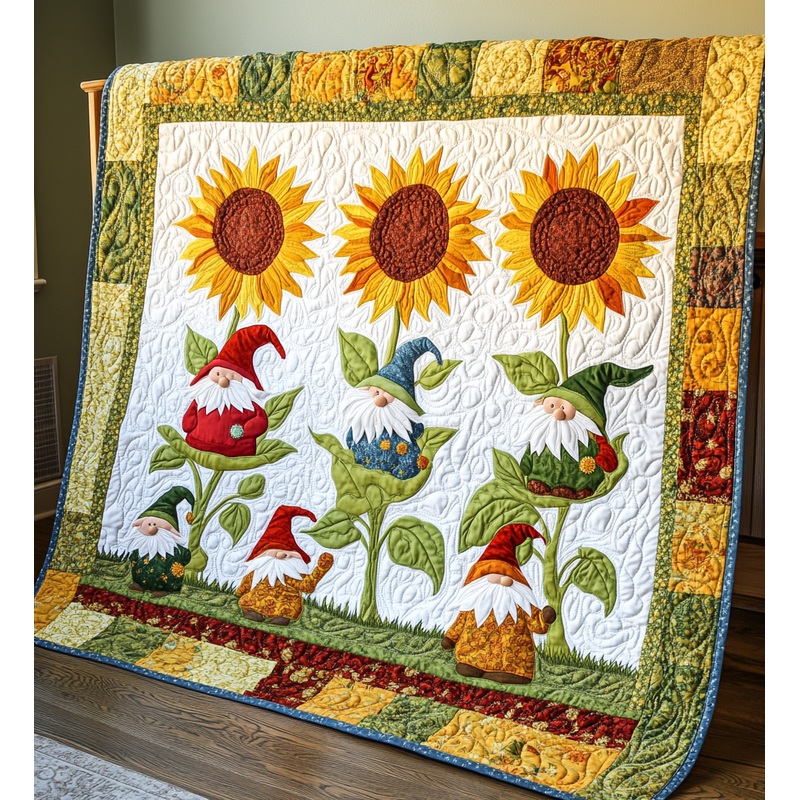 Sunflower Gnome DAI241224481 Quilt Blanket