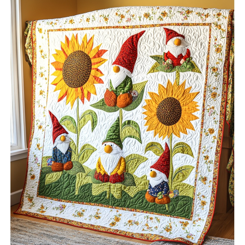 Sunflower Gnome DAI241224482 Quilt Blanket