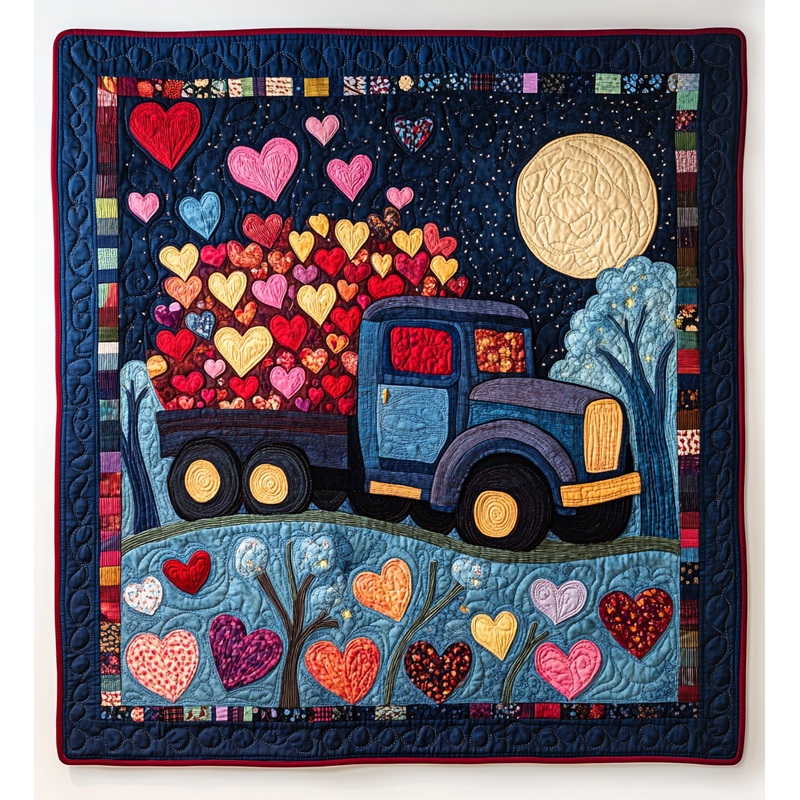 Valentine Truck DAI241224430 Quilt Blanket