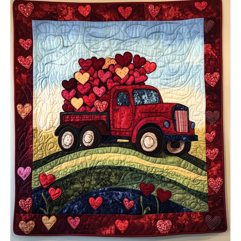 Valentine Truck DAI241224434 Quilt Blanket
