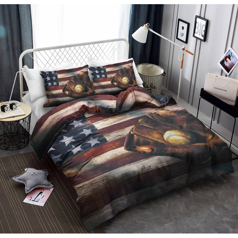 American Flag Baseball QN140801T Bedding Sets