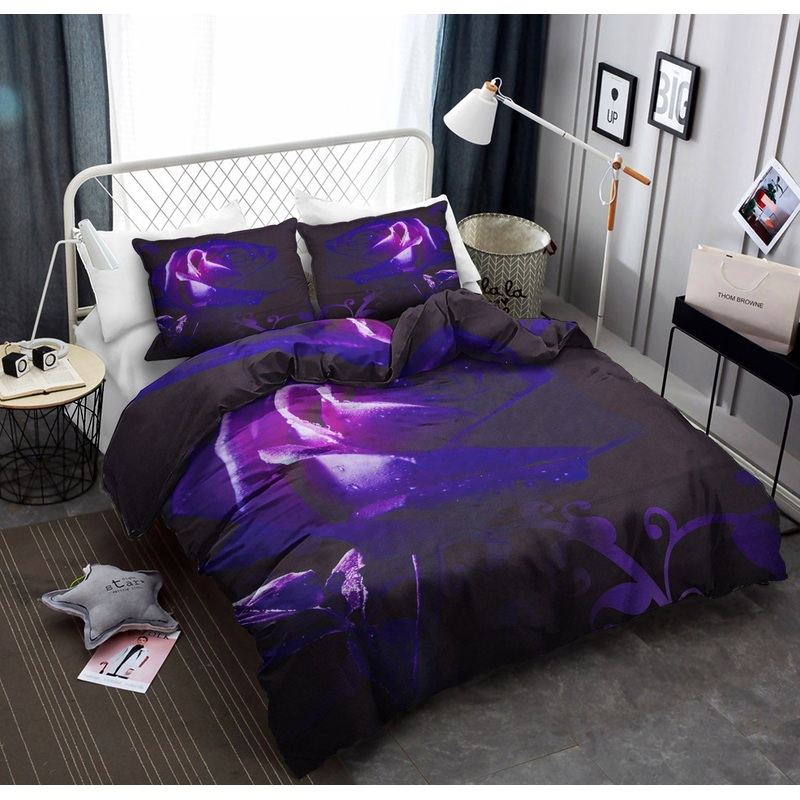 3D Black Purple Rose CLA22100476B Bedding Sets