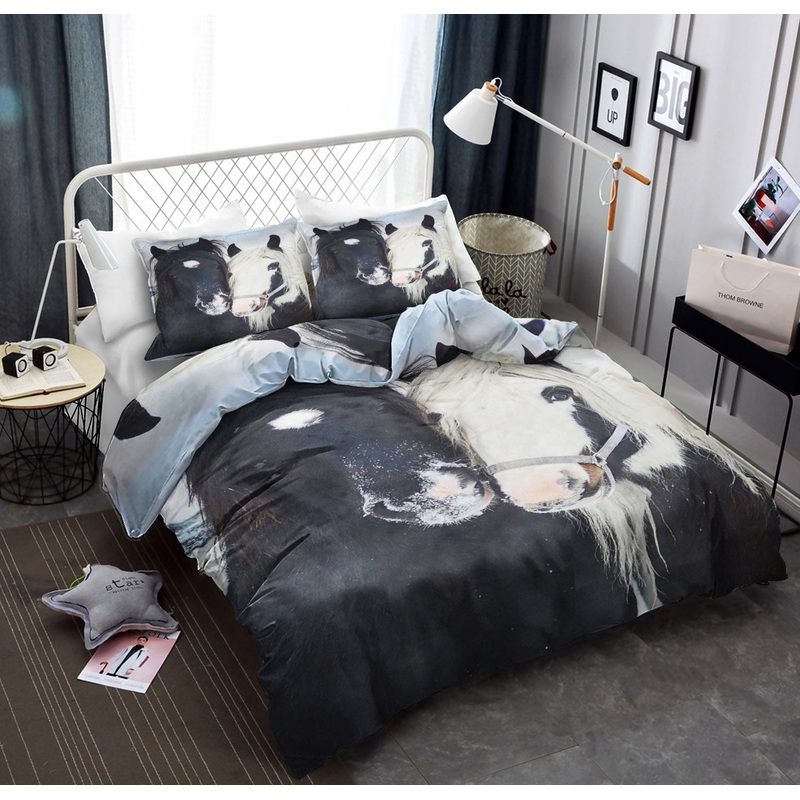 Black White Horses CLA19100077B Bedding Sets